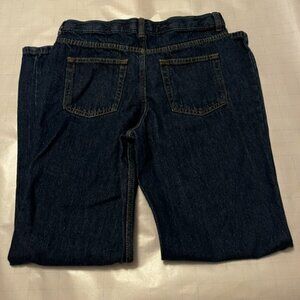 Cat & Jack Boys Relaxed Straight Dark Blue Orange Thread Jeans Size 14 Husky